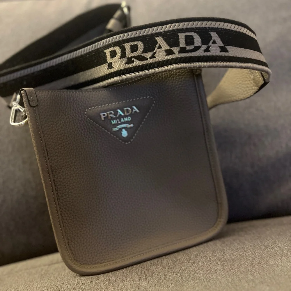 Mini Taupe Crossbody Bag with Logo Strap - Picture 2 of 3
